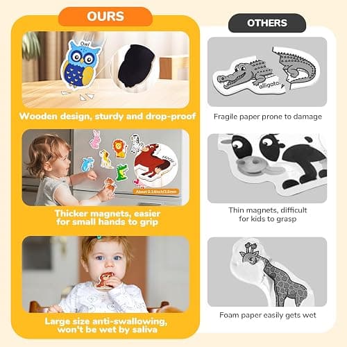 JoyCat Wooden Fridge Magnets for Toddlers – 26 Cute Animals & Uppercase Letters, Large Refrigerator ABC Alphabet Magnets Set for Kids, Preschool Learning Spelling Alphabet Gifts Toy for Ages 2+ thumbnail 5