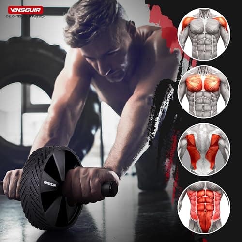 Vinsguir Ab Roller Wheel - Ab Workout Equipment for Difficult Abdominal & Core Strength Training, Home Gym Fitness Equipment, Exercise Wheel for Men Women (Black) thumbnail 3
