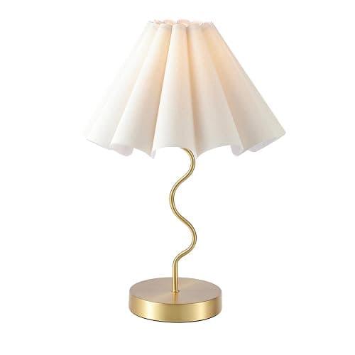 EOEYYOYB Pleated Table Lamp, Table Lamp for Bedroom, Bedside Lamps for Nightstand with Linen Lampshade, Modern Lamp for Bedroom Home Office Decor - Image 1
