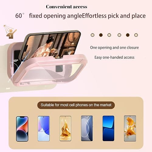 360° Rotatable Retractable Adjustable Shower Phone Case Holder,Anti-fog HD & sensitive screen ,Wall Mounted Phone Holder for Bathroom Mirror Bathtub Kitchen,Shower Accessories for 4-7" Phones (pink) thumbnail 4