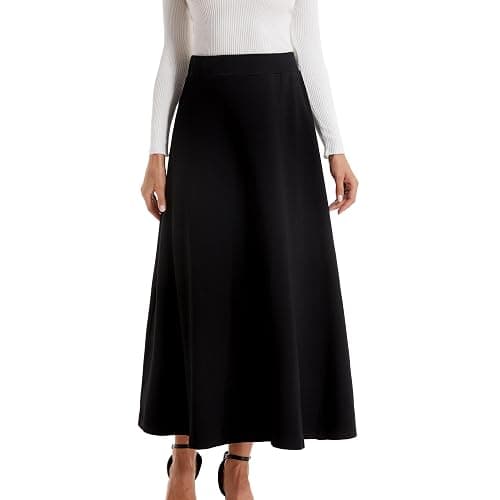 Yanhalo Womens Winter Mid Carf Long Skirt Stretch Slim fit Pleated Casual Cotton Skirt thumbnail 6