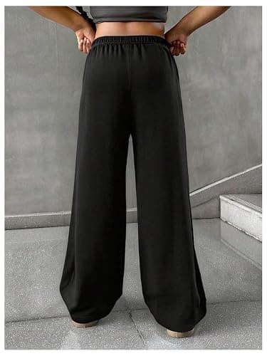 RoseSeek Girl's Sweatpants Drawstring Waist Wide Leg Pants Casual Athletic Trousers thumbnail 2