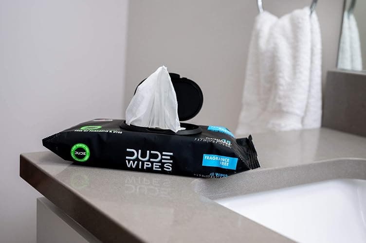 DUDE Wipes - Flushable Wipes - 6 Pack, 288 Wipes - Unscented Extra-Large Adult Wet Wipes - Vitamin-E & Aloe - Septic and Sewer Safe thumbnail 8