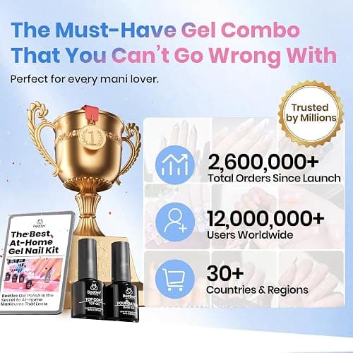 Beetles 2 Pcs 15ml No Wipe Gel Top Coat and Base Coat Set | Long Lasting Soak Off LED Nail Lamp Gel Base Top Coat Stay Lock Shine Duo Finish Nail Art Design Manicure Gifts for Women thumbnail 2