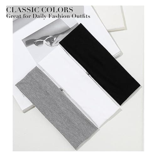 7cm Wide Black Headbands for Women Men, Yedtreg 2pack Fashion Head Bands for Women's Hair, Soft Fabric Stretchy Hair Bands for Makeup, Yoga, Running (2XBlack) thumbnail 6