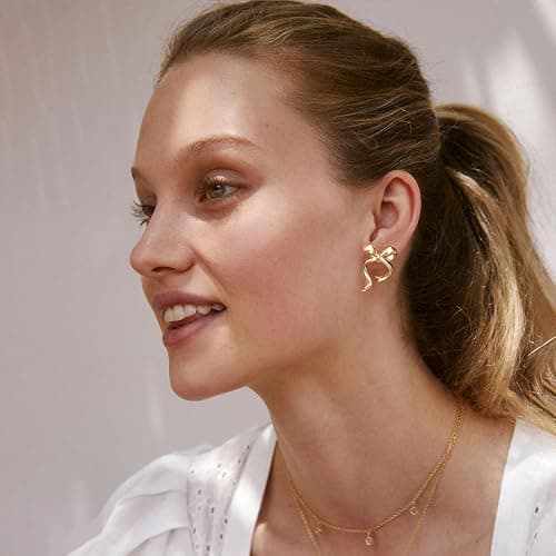 MUYAN Gold Bow Butterfly Stud Earrings Fashion Jewelry for Women thumbnail 2