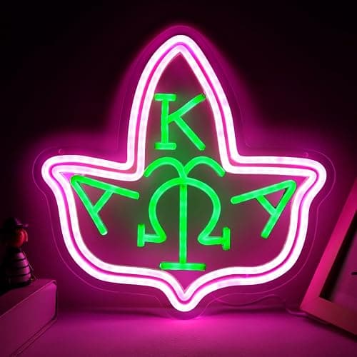 AKA Pink Neon Signs for the Wall, Greek Sorority Paraphernalia, Aka Sorority Gifts for Women Pink and Green graduation Gift, Home Accessories, Birthday Presents, Birthday Party Decorative 14 * 13inch - Image 1