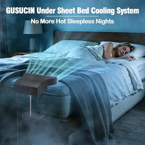 Under Sheet Bed Cooling System with Adjustable Fan Speed, Night Sweat Relief Cooling Fan for Bedroom, Bed Cooling Fan for Cooling and Sleep, Fits All Mattress Heights, Easy Installation (Black) thumbnail 6