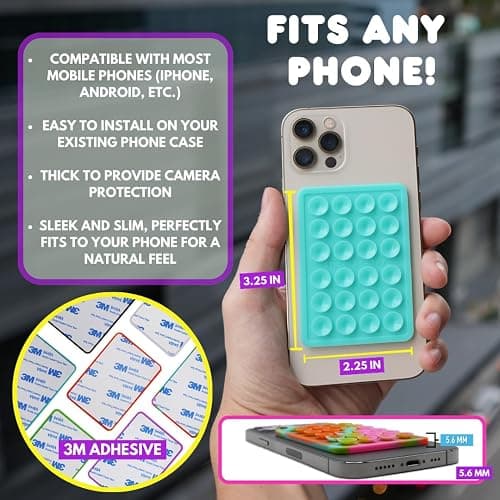 StickyGrippy Suction Phone Case Mount, Sillicon Adhesive Phone Accessory for iPhone and Android, Hands-Free Fidget Toy Mirror Shower Phone Holder, Tiktok Videos and Selfies (Pink) thumbnail 7