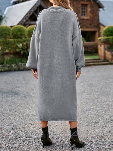 Saodimallsu Womens Oversized Sweater Dress Mock Neck Long Sleeve Casual Warm Chunky Knit Fall Winter Maxi Dresses thumbnail 5