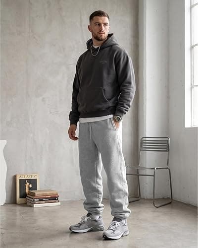 A WATERWANG Men's Sweatpants Casual Cotton Tapered Joggers Athletic Sweat Pants for Men Workout Running with Pockets thumbnail 4