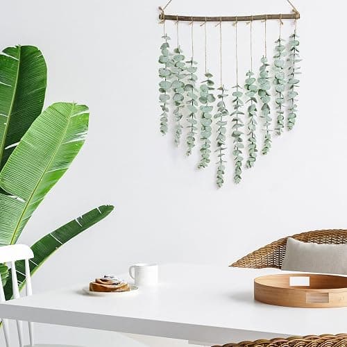 Bestjing Artificial Eucalyptus Wall Hanging Decor - Fake Eucalyptus Leaves Greenery Vines Wall Hanging Plants - Farmhouse Rustic Boho Decor for Bathroom Bedroom Livingroom Decorations thumbnail 8