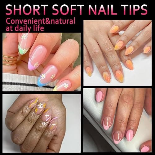 600Pcs Extra Short Almond Nail Tips,SWETIDY Upgraded Widened Nail Bed Half Matte No File False Full Cover Gel Nails Clear Acrylic Gelly Tips for Nail Extension Home DIY Salon 12 Sizes with Sturdy Set thumbnail 6