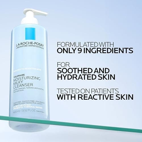 La Roche-Posay Toleriane Moisturizing Milky Cleanser, Gentle Face Cleanser with Glycerin for Dry, Sensitive & Allergy-Prone Skin, Face Wash for Hydration, Makeup Remover Cleanser, 13.5fl oz thumbnail 4