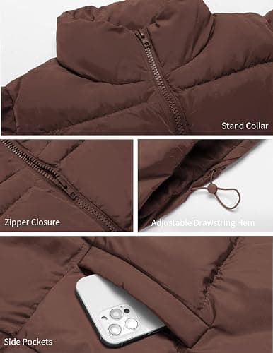 Zeagoo Puffer Vest Women Sleeveless Lightweight Quilted Jacket Stand Collar Zip Up Down with Pockets Winter Outerwear 2025 thumbnail 4