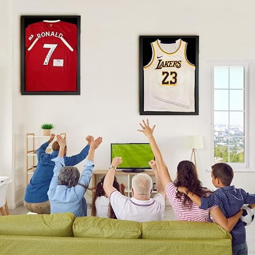 Jersey Wooden Frame Display Case -Shadow Box with 98% UV Protection Acrylic and Hanger for L or XL Baseball Basketball Football Hockey Sport Shirt and Uniform Gifts for Men (Black, 1 Pack) thumbnail 9
