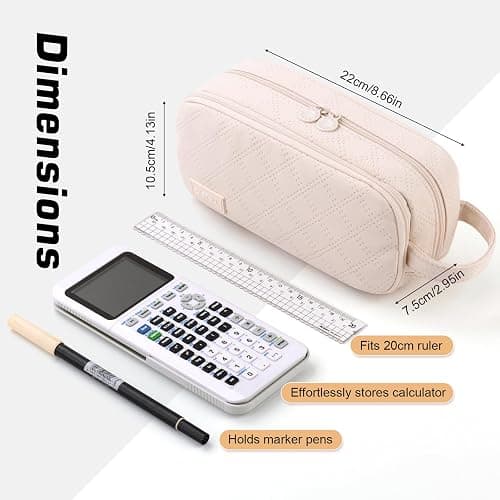 EASTHILL Large Capacity Pencil Case Cute Pencil Pouch with Handle Stationery Pen Bag for Teen Girls-Cream thumbnail 3
