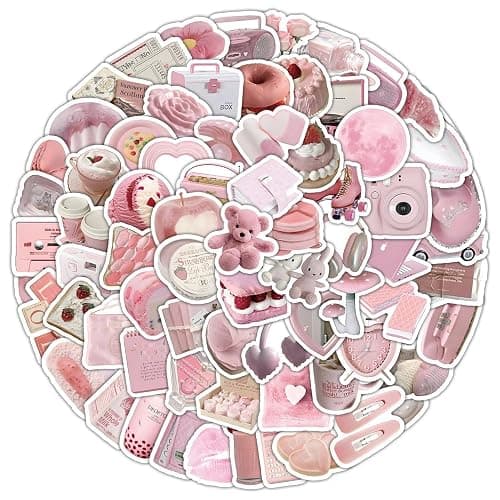 100PCS Pink Small-Sized Coquette Stickers, Aesthetic Cute Pink Coquette Sticker for Water Bottles Diaries Phones Laptops Luggage, Vinyl Waterproof Graffiti Decals for Girls Teens thumbnail 3