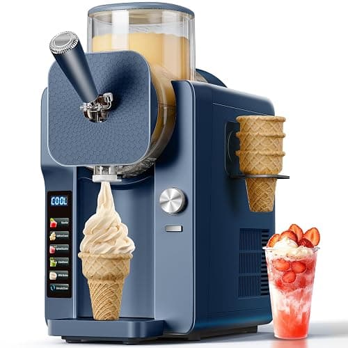 Slush Machine & Ice Cream Maker Machine 2-IN-1, for Smoothies, Margarita | 6 Modes for Smoothies, Milkshakes, Margarita, and Ice Cream, Double-Layer Tank, With Ice Cream Cone Holder, Home Use - Image 1