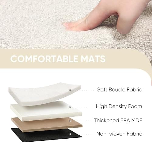 PINPLUS Round Storage Ottoman Cube Footrest - Versatile Boucle & Faux Teddy Fur Stool with Hidden Compartment for Living Room, Dorm, Bedroom White, 15"x15"x13.2" thumbnail 6