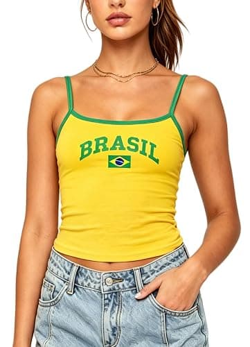 NUFIWI Women Graphic Tank Top Spaghetti Strap Embroidered Crop Tops Sleeveless Cute Baby Tee Y2k Jersey Camisole - Image 1