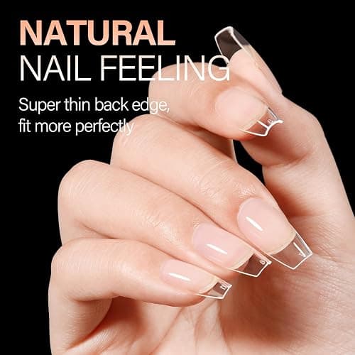 AILLSA Short Coffin Nails Clear Full Cover Nail Tips Medium Gel Fake Nails Tips for DIY Press on Nail Extension, 216PCS 12 Sizes False Acrylic Preshaped Gelly Soft Nail Tip for Women thumbnail 3