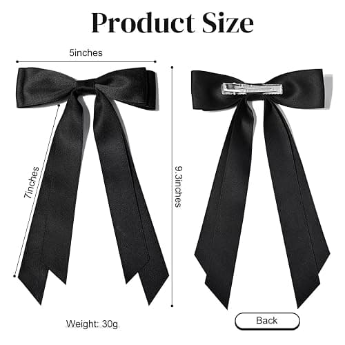 2PCS Hair Bows Hair Clip Beige Black Hair Ribbon Ponytail Holder Accessories Slides Metal Clips Hair Bow for Women Girls Toddlers Teens Kids thumbnail 3