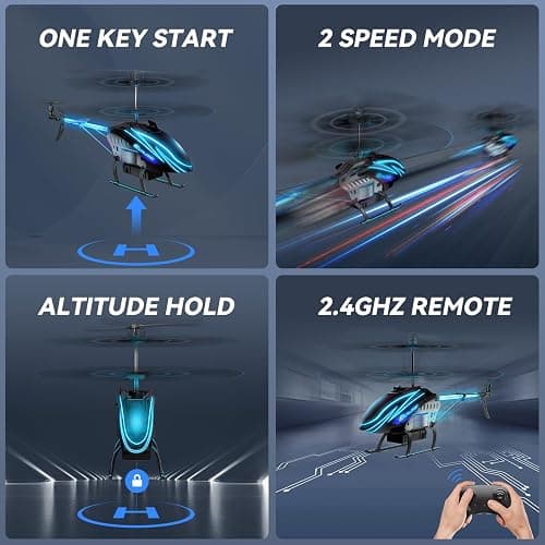 BUSSGO RC Helicopter, Remote Control Helicopter for Kids with 30Mins Flight(2 Batteries), 7+1 LED Light Modes, Altitude Hold, RC Toys for Boys Girls thumbnail 4