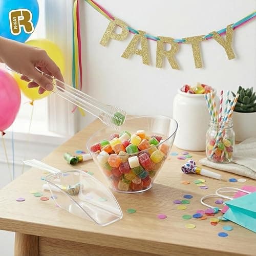 12 Combo Pack, 6 Clear Small Serving Tongs And 6 Clear Plastic Scoops For Candy Buffet Containers Set - Premium Mini Plastic Tongs For Ice, Candies And Candy Scoops For Candy Buffet thumbnail 4