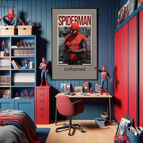 COMOR MOVIE Spiderman Poster For Fans Kids Birthday Party Decorations Gitfs-Spider-Man Wall Art-Spiderman Wall Decor-Canvas Prints Picture For Teen Boy Girls Bedroom Decor thumbnail 3