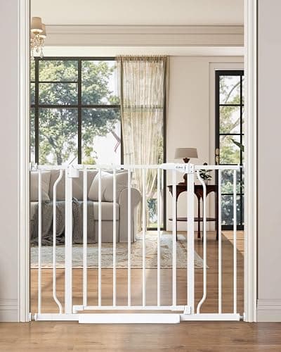 Cideny Baby Gate Auto Close, 29"-40" Dog Gate Indoor for Stairs & Doorways | Pressure Mounted Adjustable Pet Gate Indoor, Easy Walk Through No Drilling Child Gate for Baby & Pet Stroller Friendly, White thumbnail 9