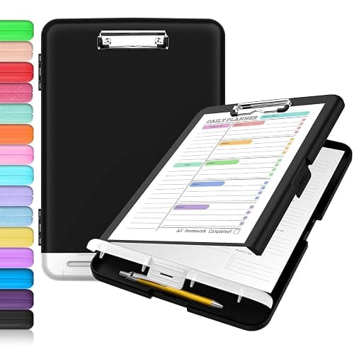 Sooez Clipboard with Storage, Clip Board 8.5 x 11 with Pen Holder, Plastic Organization Case Box for Letter Legal A4 Size Paper, Low Profile Clip, Nurses Teachers Must Haves, School & Office Supplies - Image 1