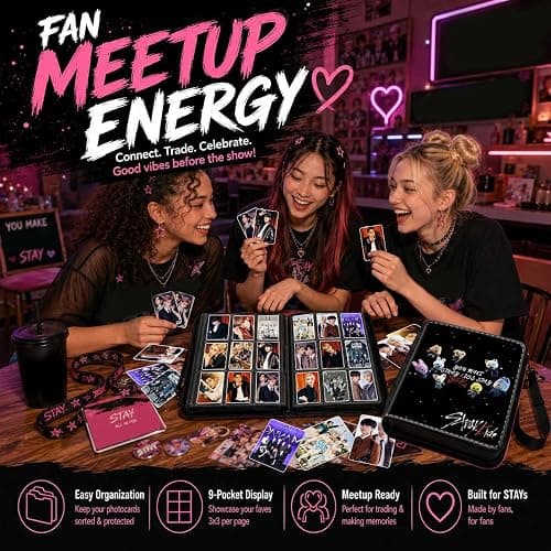 Stray Photocards Binder 1008 Pockets, Stray Fans Gifts & SKZOO Merch Collectors, 9-Pocket Portable Waterproof Display Kpop Photo Cards Collector Ablum Holder Book with 56 Removable Sleeves - Star thumbnail 3