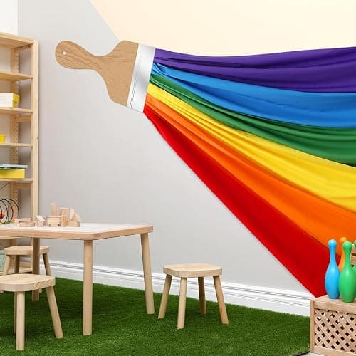 Mindsoft Art Classroom Wall Decor 85 Inches Rainbow Brush Bright Color | 3D Paintbrush Cutout for Bulletin Boards, Back to School Party Room, Rainbow Cloth Banner, Chalkboard Theme Decor thumbnail 4