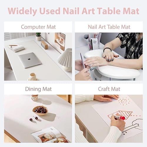 2 PCS Nail Art Table Mat, Soft Microfiber PU Leather Nail Pad, Foldable Nail Art Rest Pad, Reusable Nail Mat for Table Desk, Acrylic Nail Desk Mat for Nail Cushion (White and White) thumbnail 6