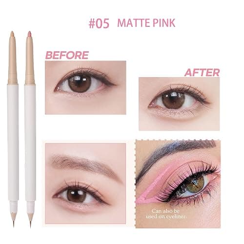 Nobeka 3PC Double Ended Highlighter Makeup Pen, Glitter & Matte Nude EyeLiner & Eyeshadow, Liquid Contour Liner 2 in 1 Eye Brightener Stick, Long Lasting Lying Silkworm Pencil (#01, #03, #04) thumbnail 8