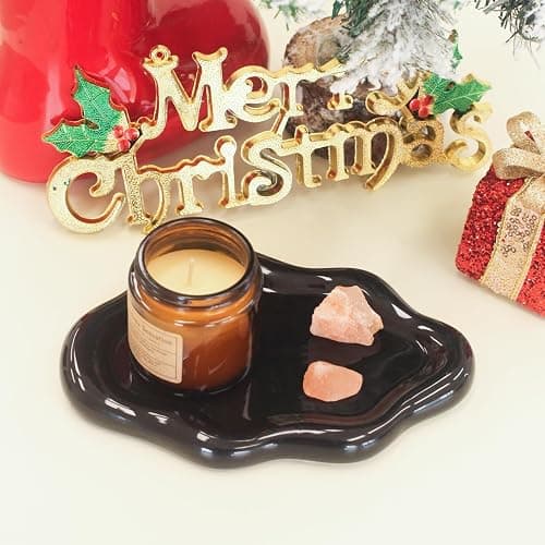 CCINPPY Ceramic Jewelry Tray Trinket Dish, Decorative Cloud Vanity Key Tray for Women, Ring Holder Dish, Cute Jewelry Plate Bowl Room Decor Aesthetic, Black, Medium thumbnail 7