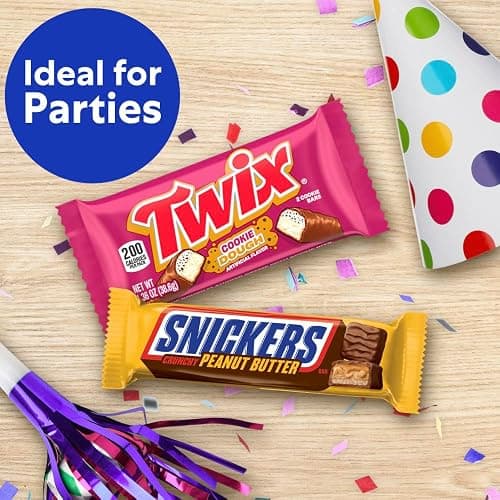 M&M'S Peanut, M&M'S Caramel, SNICKERS Original, SNICKERS Peanut Butter, TWIX Original and TWIX Salted Caramel Full Size Individually Wrapped Variety Box, 18 Ct Bulk Box thumbnail 3