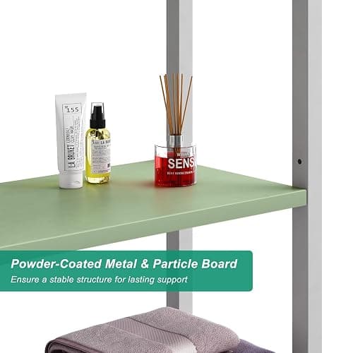 Kalrin Over-The-Toilet Storage Rack, 4-Tier Bathroom Organizer Shelf Over Toilet with Adjustable Shelf and Basket, Freestanding Space Saver Bathroom Shelves Above Toilet for Room (Avocado Green) thumbnail 7