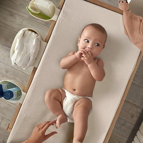 lulumoon Baby Changing Pad Cover: Muslin Diaper Changing Table Pad Cover - Changing Pad Sheets for Girls Boys (Olive+Cream) - Olive&cream thumbnail 4