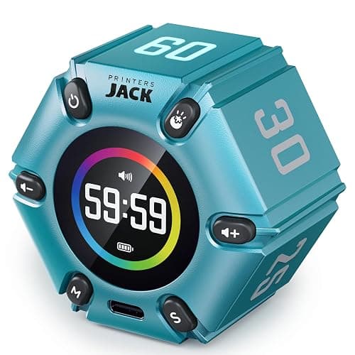 Pomodoro Timer, Magnetic Visual Timer with Flip Countdown, Silent & Alarm, Tools for Anyone, Cube Digital Timer for for Work, Kitchen Cooking, Study, 3/5/10/25/30/60min & Custom Countdown - Turquoise - Image 1