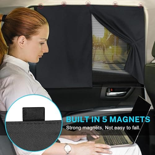 Car Window Shades, 2 PCS Magnetic Double Layer Auto Sun Shade for Side Windows Privacy Full Covers/Half Shade Options Back Car Window Curtains for Baby Protection thumbnail 2