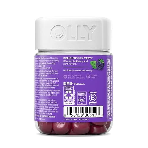 OLLY Restful Sleep Gummy Supplement with Melatonin & L-Theanine Chamomile, Blackberry Zen, 50 Gummies (25 Day Supply) Supports a Healthy Sleep Cycle* (Packaging May Vary) thumbnail 8