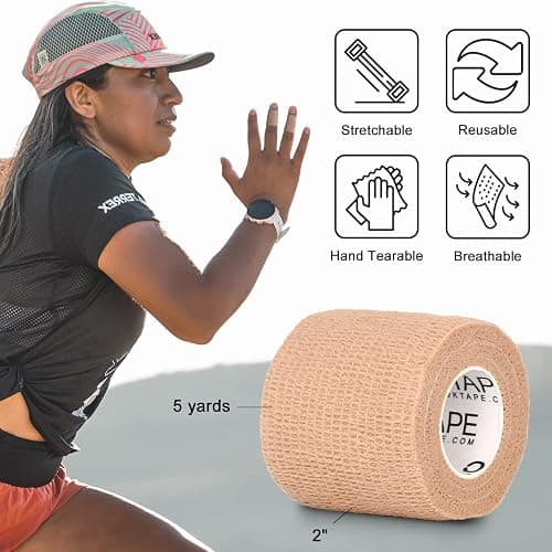 OK TAPE Self Adherent Cohesive Bandages Wrap 12Packs, 2 Inches X 5 Yards, Non-Woven Self Adhesive Athletic Sports wrap Tape, Vet Wrap Bandages Tape, for Thumb Finger Wrist Ankle (White) thumbnail 2