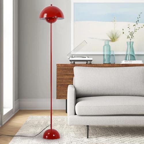 COSYLUX Modern Floor Lamp for Living Room, Industrial Tall Standing Lamp for Bedroom, Metal Shade Reflecting Light Reading Floor Lamp for Office, Nursery Room, Corner(Dark Red) thumbnail 8