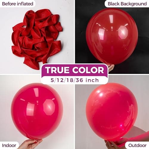 Bezente Red Balloons Latex Party Balloons - 100 Pack 12 inch Round Helium Red Balloons for Christmas New Years Casino Theme Wedding Birthday Patriotic Party Decorations thumbnail 3