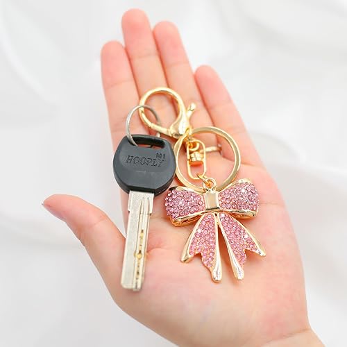 Vancy Utopia Sparkly Gold Plated Color Rhinestone Bow Keychains for Women,Charms for Key Purse Handbags Backpacks thumbnail 3