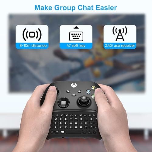 Keyboard for Xbox Series X/S, One/One X/S, Elite One/2 Controller, Wireless Gaming Chatpad Message Keypad with USB Receiver, Audio/Headset Jack Accessories for Xbox (Controller Not Included), Black thumbnail 5