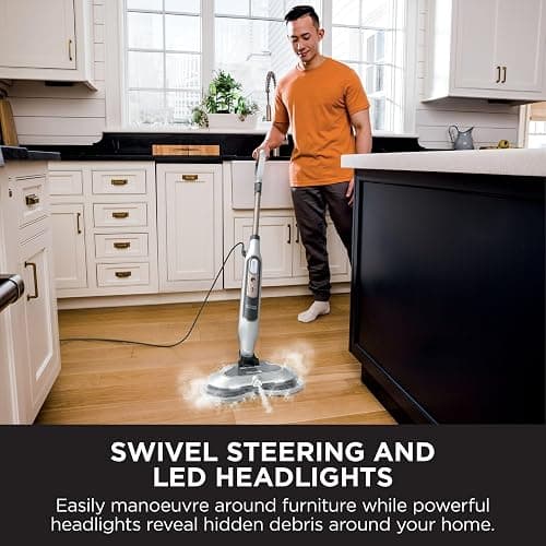 Shark Automatic Steam Mop - 2 Rotating Power Pads, 3 Steam Settings, Stain & Dirt Removal, For Sealed Hard Floors, 8m Cord, White & Grey S8201UK thumbnail 4