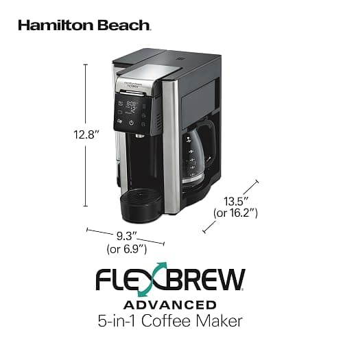 Hamilton Beach FlexBrew Advanced 5-in-1 Programmable 12 Cup Drip and Single Serve Hot & Iced Coffee Maker with Movable 60 oz. Water Reservoir, Use Pod Packs and Grounds, Fast Brewing, Black (49924) thumbnail 8